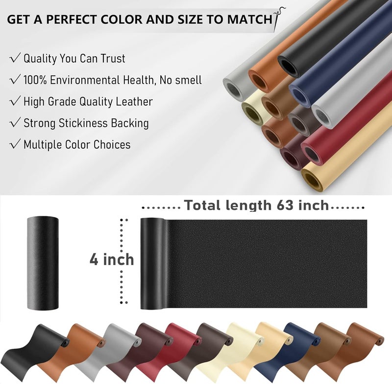 YAFLC Self Adhesive Leather Repair Tape Kit, 4"x 63" Leather Repair Patch for Furniture, Leather Repair Patch for Car seat, Sofas, Couch, Boat Seat Light Gary - Image 5
